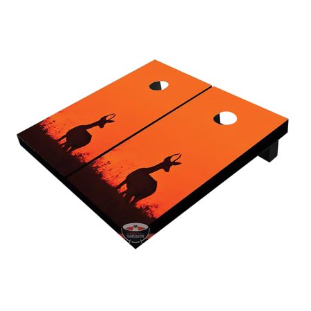 Skip's Garage Orange Deer Solid Wood Cornhole Board Set