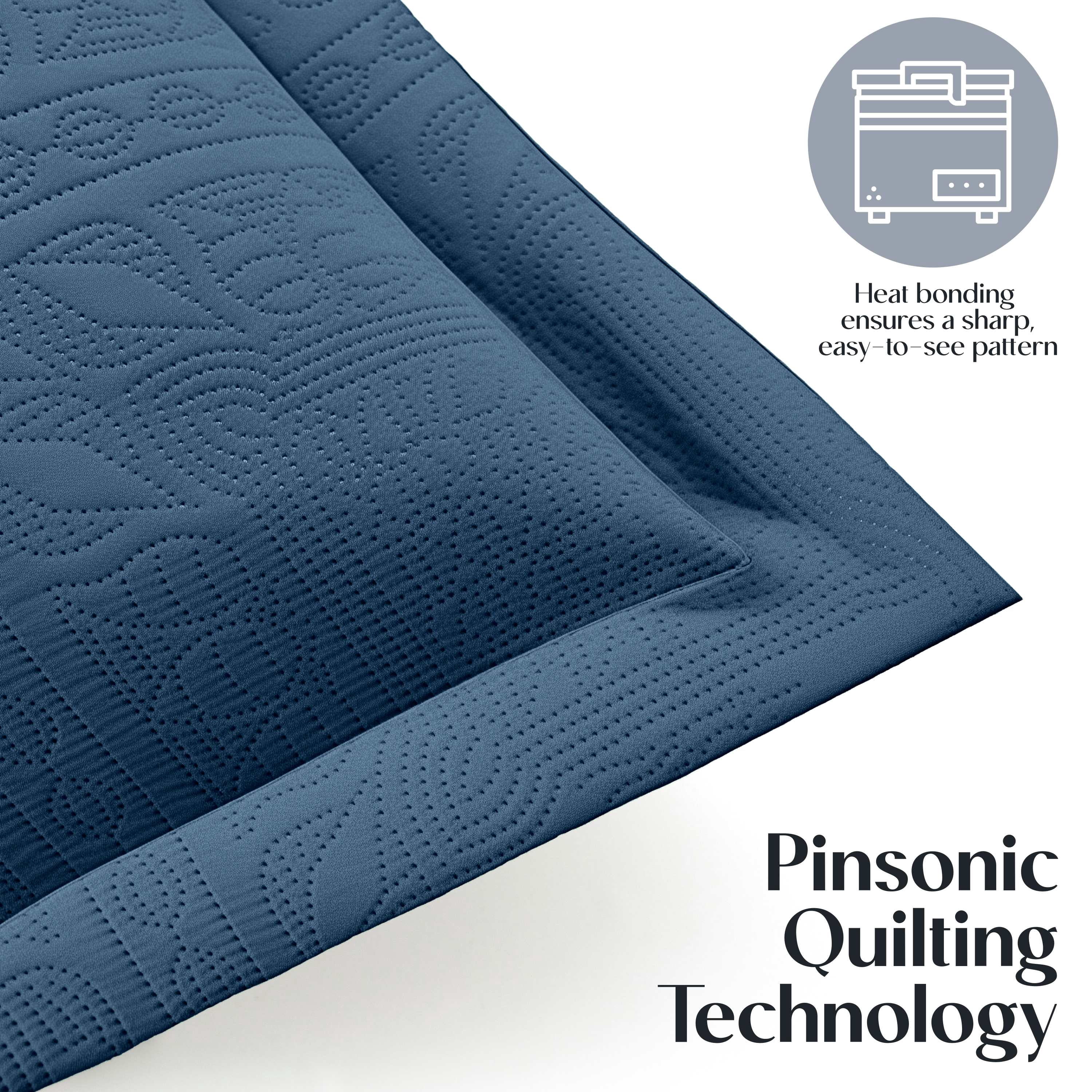 Clara Clark Quilt Sets, 4 Piece Lightweight Reversible Quilt Bedspread, Grid Weave Coverlet Bedding Set, Twin Navy