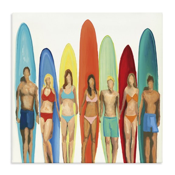 Stupell Industries Eclectic Surf And Boards Figures Beach Canvas Art, 30 x 30, by Randy Hibberd