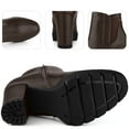 thumbnail image 3 of Unique Bargains Women's Platform Chunky High Heels Chelsea Boots Coffee (Size 6), 3 of 6