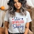 thumbnail image 2 of Star Spangled and Sassy T-Shirt, Patriotic Graphic Tee, Red White Blue Shirt, White, Size S, 2 of 6