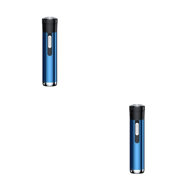 Youkk Electric Nose Hair Trimmer Battery Powered Portable Hand Held Dustproof Cap Detachable Eyebrow Clippers Remover Blue 2Set