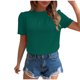 thumbnail image 1 of Blusas de Manga Corta para las Mujeres de la Moda Color Sólido Botón de Verano con Cuello Redondo, Poliéster, 1 of 7