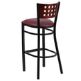 thumbnail image 4 of Flash Furniture HERCULES Series Black Cutout Back Metal Restaurant Barstool - Mahogany Wood Back, Burgundy Vinyl Seat, 4 of 7
