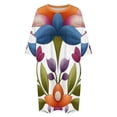 thumbnail image 4 of Colorful Floral Artistic Design Sleepshirts For Sleeping Travels Loose Sleepdress Pajama Dress Soft Nightdress Sleepwear, 4 of 7