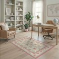 thumbnail image 2 of ODIKA 4'x6' Washable Area Rug Non-Slip, Chair-Friendly, Flatwoven Accessories Botanical Sprigs Plaid Backdrop Vintage Vanity Decorations for Home Office, Under Desk, 2 of 7