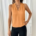 thumbnail image 4 of Ktyne Tank Top Women Business Professional Sleeveless Blouses for Under Blazer V-Neck Vest Shirt Summer Trendy Work Tops Orange XL, 4 of 7
