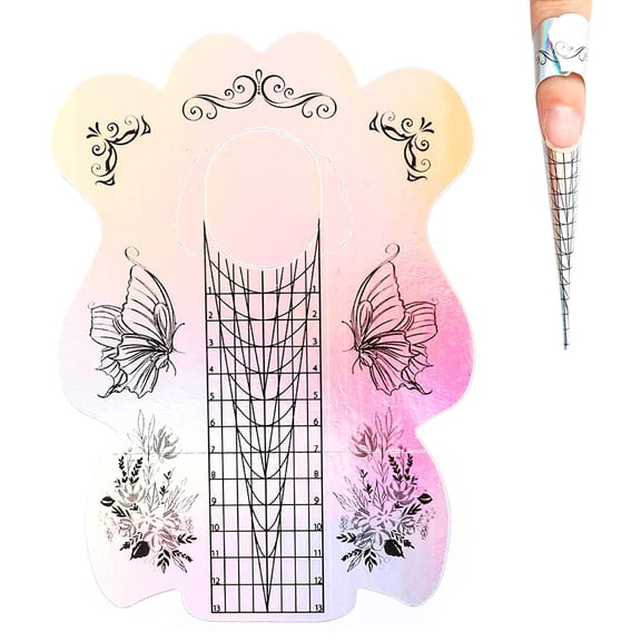 Nail Forms 200PCS, Acrylic Nail Forms for Nail Extension Tips, Long Nail Forms for Acrylic Nails, Thick Professional Nail Art Tips Extension Forms Manicure Tool DIY Home Salon Supplies (01-Butterfly)