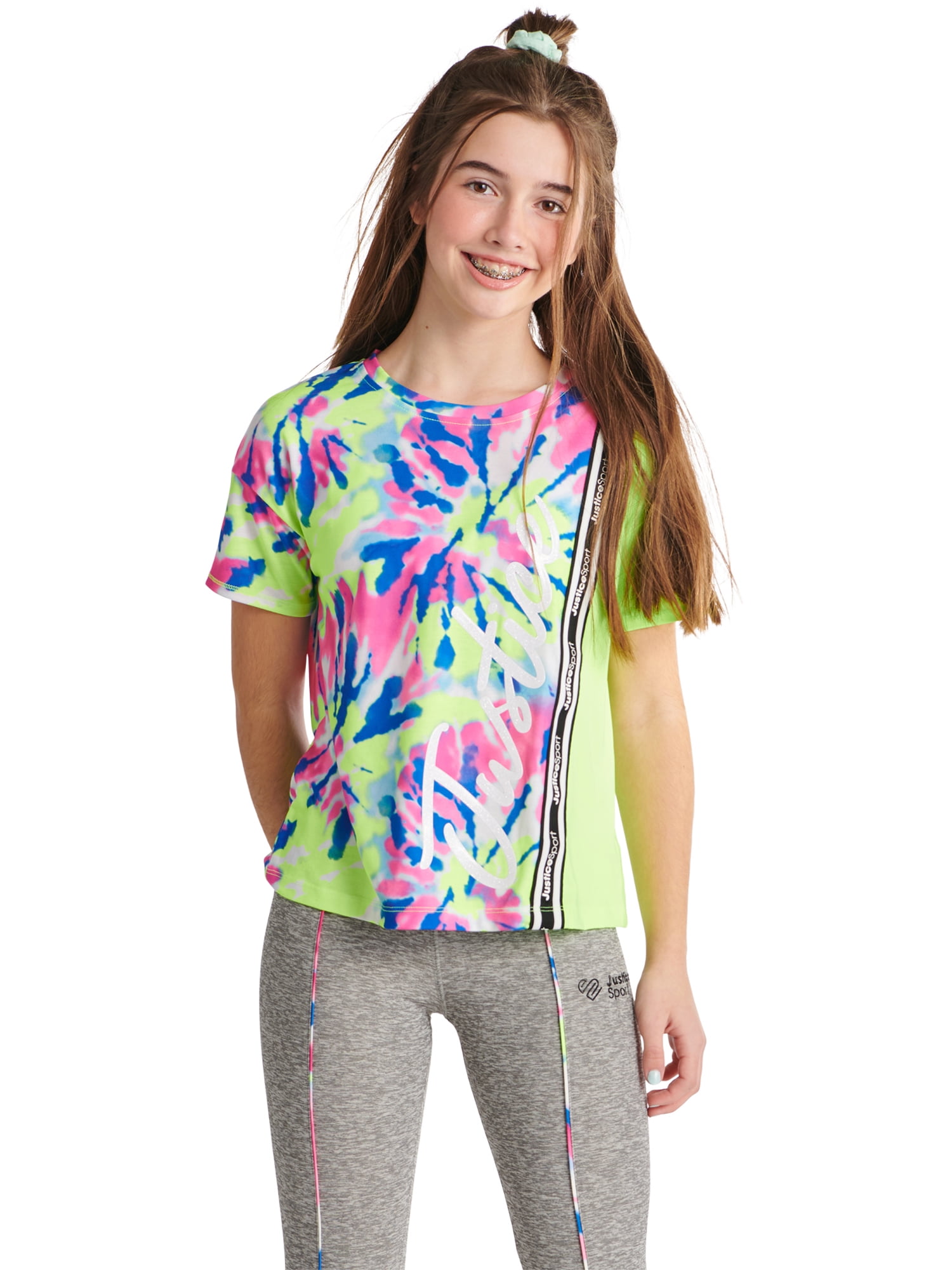 Justice Girls Jsport Tie Front TShirt, Sizes XSXL