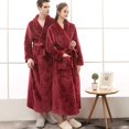 thumbnail image 3 of Womens Mens Fleece Robe Soft Plush Bathrobe Long Warm, 3 of 5