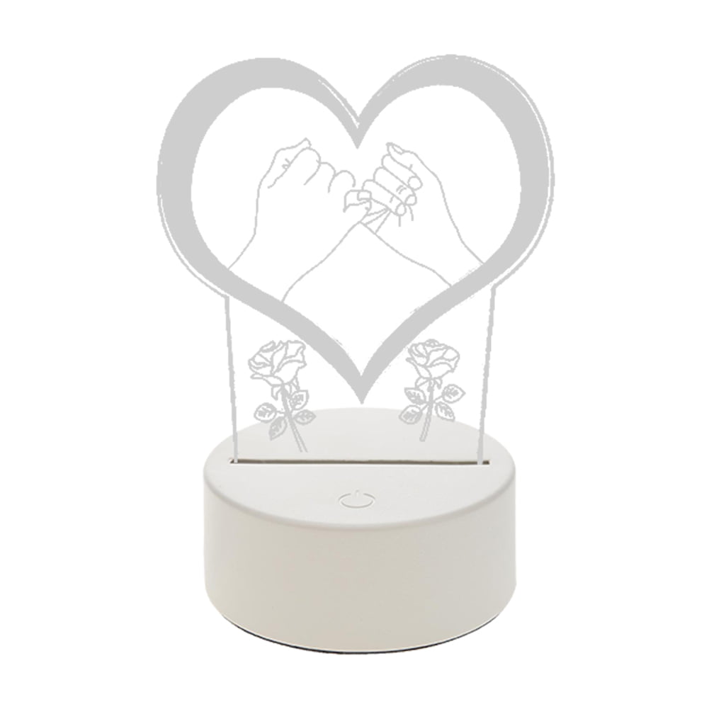 USB 3D Romantic Love LED Bedside Night Light Acrylic Desktop Table Lamp Lighting 