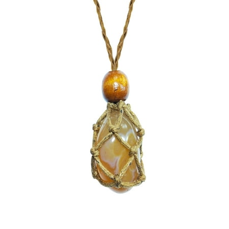 

Famure Pendant|Natural Himalayan Mountain Salt Mine/Agate Stone Irregular Pendant Original Stone Necklace with Woven Rope
