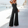 thumbnail image 5 of Women's Casual Summer Denim Jumpsuit Light Washed Blue Neckline Stretchy Slim Fit Pants plus Size Pant Suits for Women Dressy 1x Romper Jumpsuits for Women Elegant Woman Jumpsuit Romper Party Jumpsuit, 5 of 8
