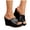 Black, variant on Women's Open Toe Leather Wedge Mules Comfortable Backless Non Slip Dress Platform Sandals Lightweight Slides Black Size 6