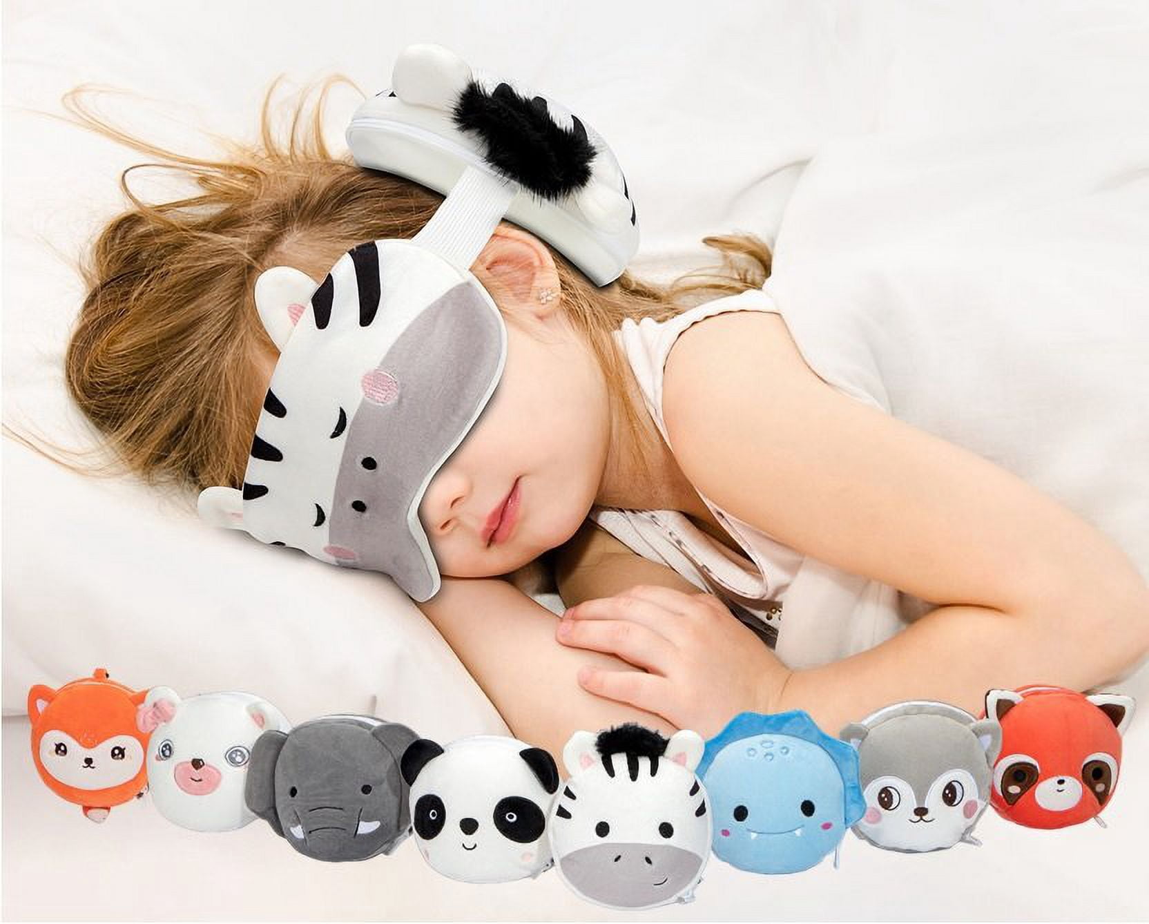 2-in-1 Travel Pillow and Eye Mask Animal Plush Soft Eye Mask Blindfold for Sleeping, Nights and Travel