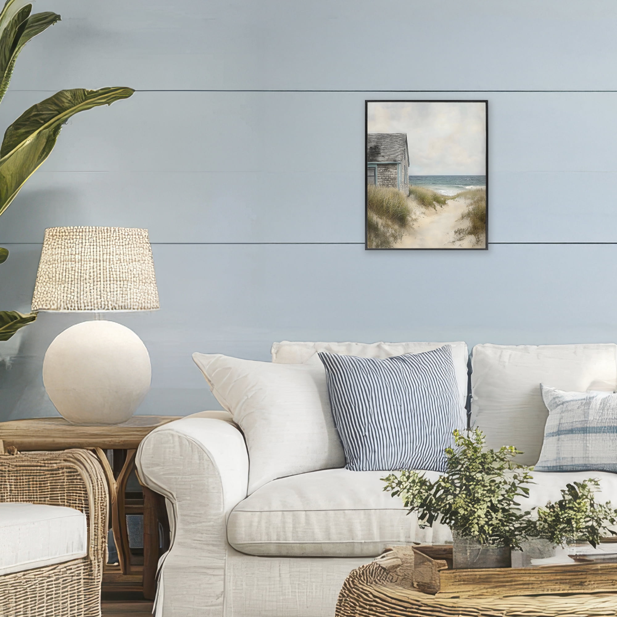 Stupell Industries Oceanfront Cottage on Dune Path Black Framed Giclee Art, design by Creative Studio