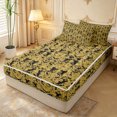 thumbnail image 2 of meiyoeat Rustic Damask Zipper Queen Comforter Set with Fitted Sheet and 2 Pillowcases,Retro Print Zipper Bedding Set For Adults,Gold Black,Black Reversible,4 Pieces, 2 of 7
