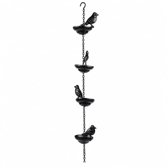 Aemutady Little Birds Black Iron Wind Chime Rain Chain, 23.6 x 3.36 in, Rustproof Outdoor Hanging Decor for Garden Patio Balcony Gutter Downspout Alternative