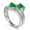 thumbnail image 2 of Anillo de diamantes de doble corazón Yashi en plata de ley S925 tamaño 7 verde, 2 of 2