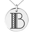 thumbnail image 1 of Stainless Steel Letter B Initial Metro Retro Monogram Engraved Small Medallion Circle Charm Pendant Necklace, 1 of 1