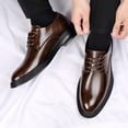thumbnail image 7 of Men's Brown Polished Leather Plain Toe Derby Dress Shoes, 7 of 7