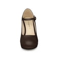 thumbnail image 6 of BLISSFUL STEP Women's Platform Chunky Heel Sandals Pumps Coffee 9.5, 6 of 7