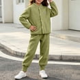 thumbnail image 6 of Acaics Girls' 2 Piece Fleece Tracksuit Set: Stand Collar Button Up Long Sleeve Jogger Outfit, Warm Loungewear for Girls Ages 1–10, 6 of 8