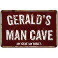 thumbnail image 1 of GERALD'S Man Cave Red Grunge Sign 8 x 12 High Gloss Metal Sign 208120003283, 1 of 1