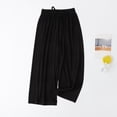thumbnail image 2 of CPNG Girls Loose Casual Pants Candy Colored Baggy Wide Leg Anti-Mosquito Elastic High Waist Drawstring Pants(Black,6-7 Years), 2 of 9