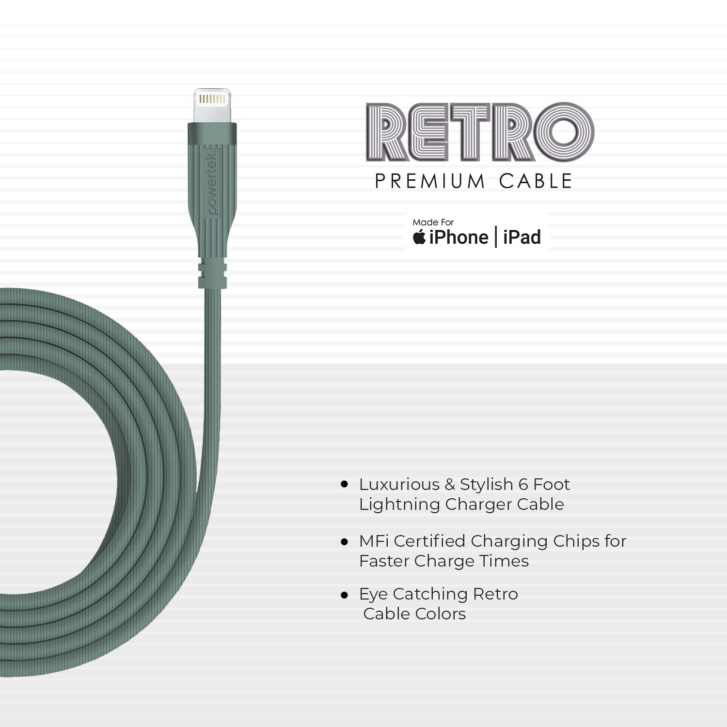 Liquipel Powertek Retro USB-A to Lightning - Green