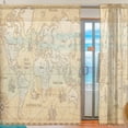 thumbnail image 2 of GZHJMY Great Vintage World Map Sheer Curtains Window Voile Panels Drapes Tulle Curtains, Semi Sheer Curtains 84 Inches Long for Living Room Bedroom, Set of 2 Home Decor, 2 of 4