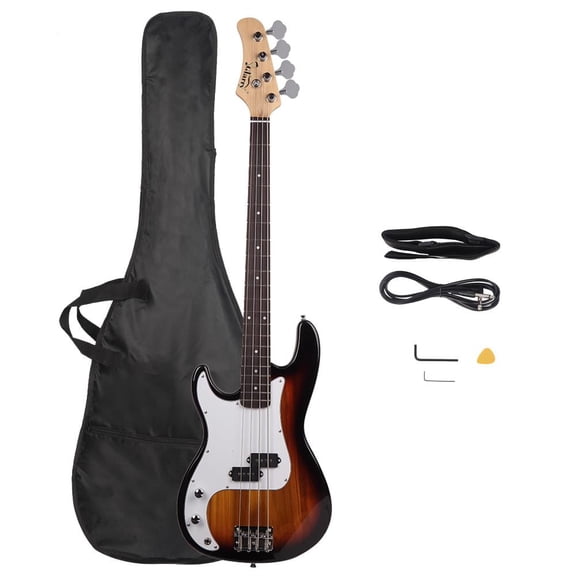 Glarry GP Left Hand Electric Bass Guitar with Guitar Bag Cord Wrench Tool for Beginner
