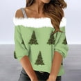 thumbnail image 2 of JFGHDG Christmas Vacation Sweater Pullover Sweatshirts for Women Off the Shoulder Sweater for Women Womens Blouses Graphic Sweatshirts for Women Womens Sweaters Womens Long Sleeve Tops Green M, 2 of 5