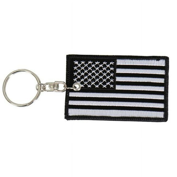 Hot Leathers KCH1061 Black and White American Flag Keychain 3X2