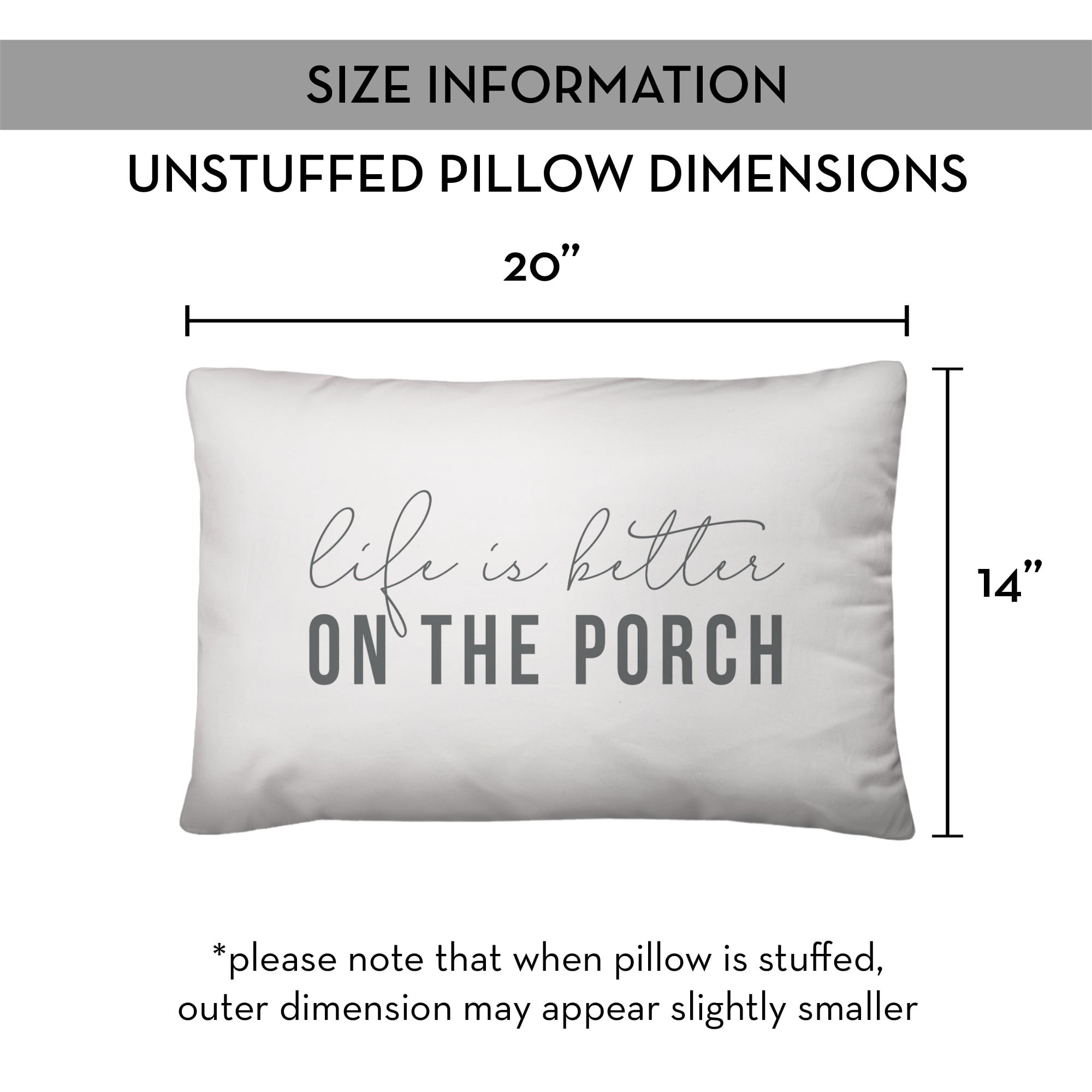 Creative Products Life is Better On the Porch White and Grey 14x20 Indoor / Outdoor Pillow