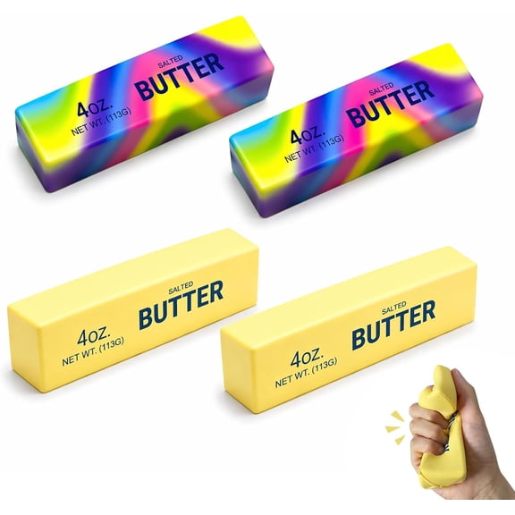 Clearance! 4Pcs Slow Rising Squishing Butter Stick, Sticky Butter Sticks Squeeze Toys, Realistic Food Squishies Fidget Toys for Decompression Anxiety Relaxation