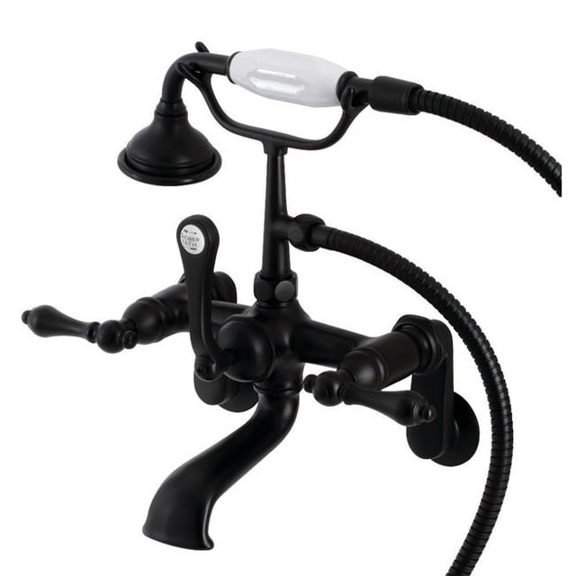 Kingston Brass AE51T0 Robinet de Baignoire Mural Réglable 7 Po. Aqua Vintage avec Douchette, Noir Mat