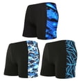 thumbnail image 1 of Bañador de pierna cuadrada para hombre, traje de baño estampado, traje de baño atlético, bañador, 3 uds., 1 of 6