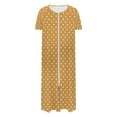 thumbnail image 5 of Fartey Zipper Front Robes for Women Loose Casual Short Sleeve Crew Neck House Coat Funny Polka Dots Print Nightgown Lightweight Long Loungewear with Pockets Yellow M, 5 of 8