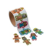 SILLY GINGERBREAD MAN Christmas Holiday Gift Wrap Stickers 1 ROLL (100 Stickers)