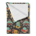 thumbnail image 2 of Space Soft Flannel Fleece Blanket, Outer Space Elements Rockets UFO and Crafts Stars Heavenly Bodies Funny Alien Cartoon, Cozy Plush for Indoor and Outdoor Use, 50" x 60", Multicolor, by Ambesonne, 2 of 5