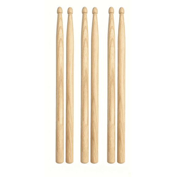 TWGRNF 3 Pairs 5A Hickory Drum Sticks, Smooth Polished Round Tip Wooden Drumsticks, Lightweight Percussion Gear for Kids Beginners Daily Home Practice Learning