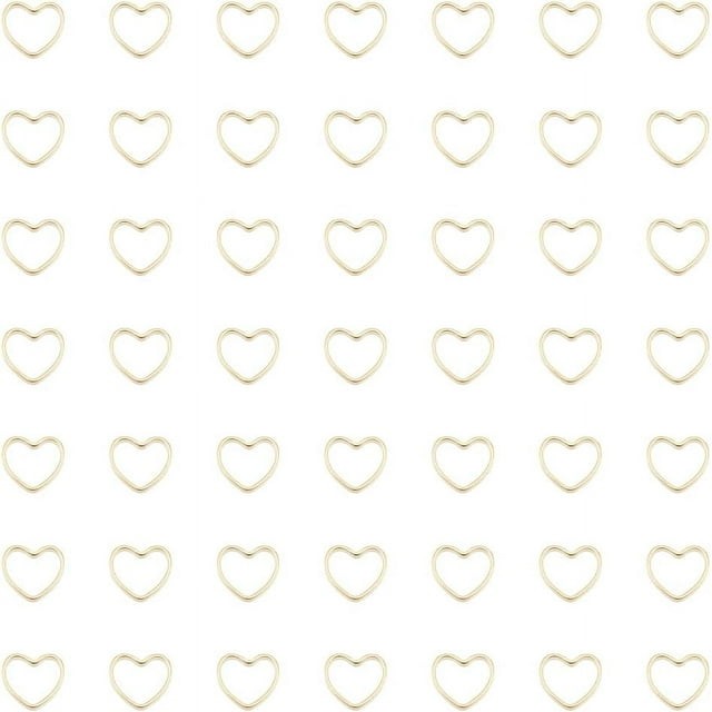 80 anillos de enlace de corazón chapados en oro de 24 quilates de 7,5 mm con bisel abierto, anillos de enlace, dijes de anillo hueco de corazón, aretes, aros de abalorios, conectores de joyería.