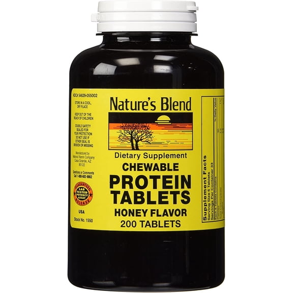 Nature's Blend 1550 Protein Tablets – Chewable Honey Flavor, 200 Tablets (Pack of 2)