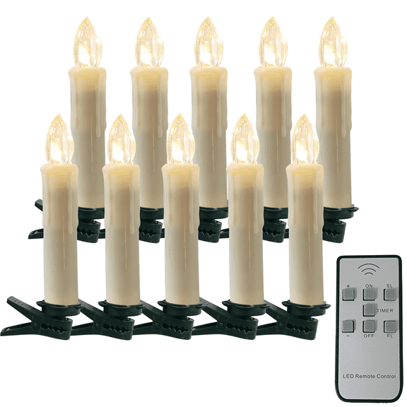 FCMSHAMD Flameless Candles 4 inch Battery Powered Remote Control LED Taper Candles Lvory Timing Candle Sticks White candles Christmas Tree Candles, Pack of 10