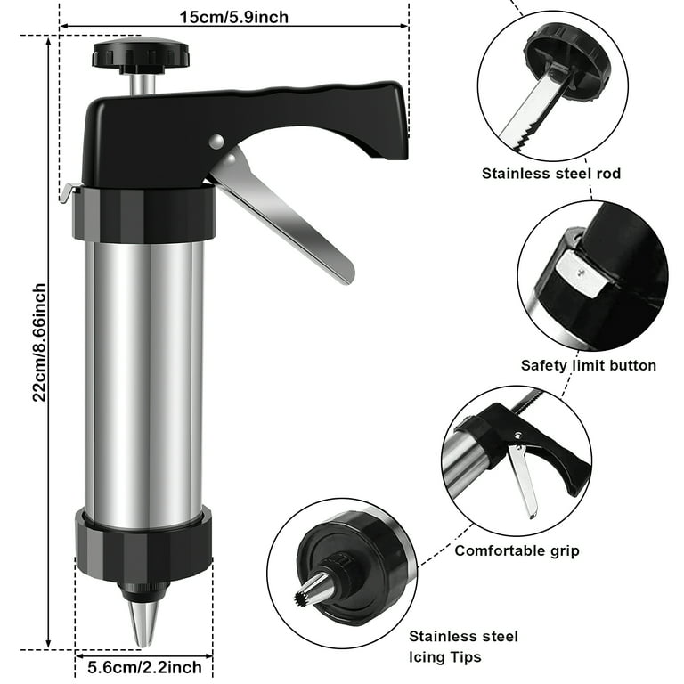 NUAHRHY Cookie Press, Stainless Steel Cookie Maker, Dough Pastry