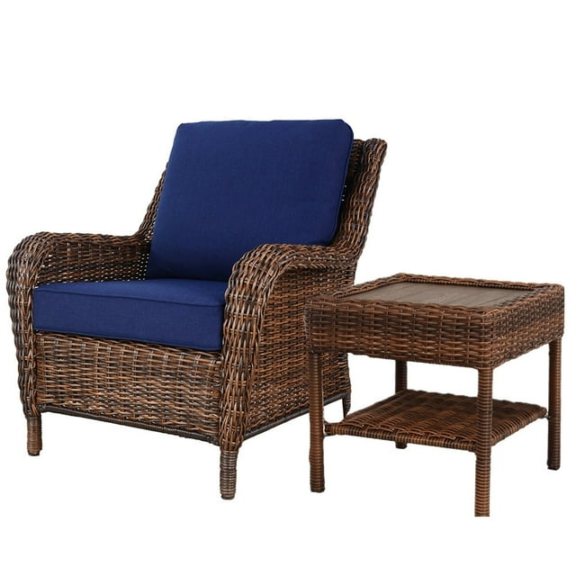 Krikacy 2-PCS Wicker Swivel Rocking Chairs All-Weather HDPE Hand-Woven Rattan for Patio Deck,Blue