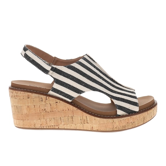 Corkys Womens Carley Striped Slingback Wedge  Casual Shoes