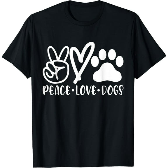 Retro Vintage Peace Love Dog Tshirt Funny Dog Lover Gifts T-ShirtMen and women, Black T-shirt, size: Extra large