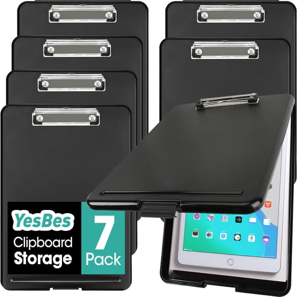 Portapapeles YesBes de 7 unidades con almacenamiento 34 x 24 x 2 cm, A4, negro